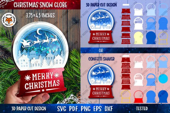 3D Christmas Snow Globe Confetti Shaker
