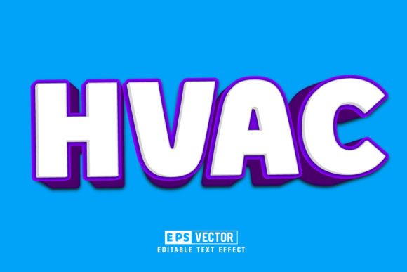 3D Editable Text Effect Vector for HVAC