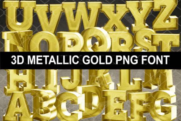 3D Gold Retro Metallic Alphabet a to Z