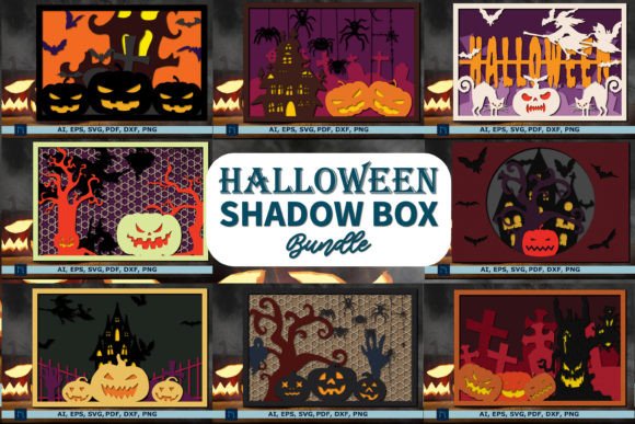 3D Halloween Shadow Box SVG Bundle