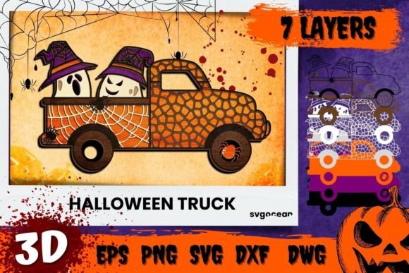 3D Halloween Truck Svg for Creative Projects and More