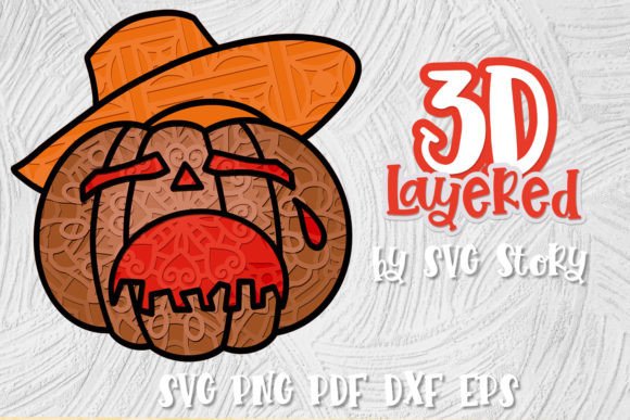 3D Layered Jack o Lantern SVG Pumpkin 01