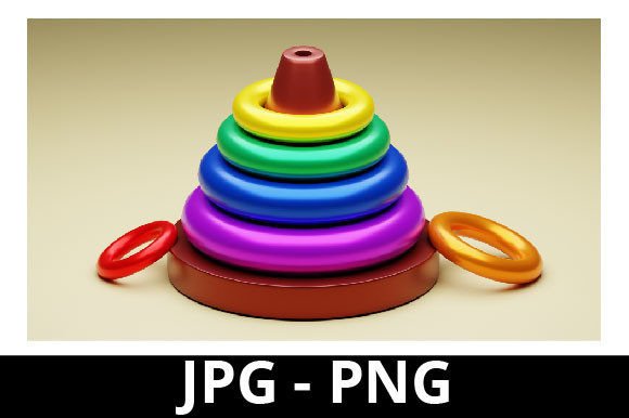 3D Rendered Colorful Stack Ring Toys: A Creative and Educational Tool for Design Projects