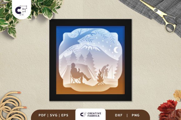 3D Shadow Box Family Mountain Camping: A Creative Workflow Tool for Crafters and Designers