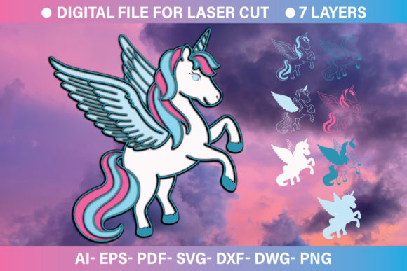 3d Unicorn Paper Cut SVG File for Laser Cutting and CNC Projects