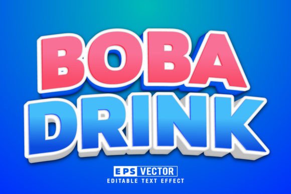 Boba Drink 3D Editable Text Effect Vector for Strategic Design and Branding