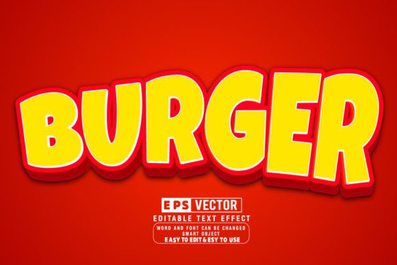 Burger 3d Editable Text Effect Vector