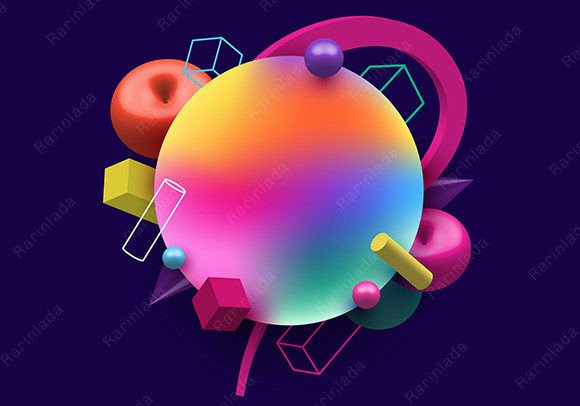 Colorful 3D Geometric Shapes Elements for Modern Design