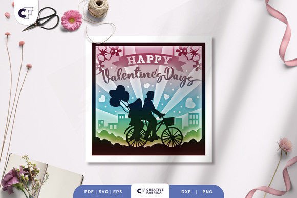 Couple Ride a Bike 3D Shadow Box