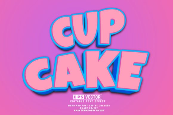 Cup Cake 3D Editable Text Effect Vector for Creative Workflows