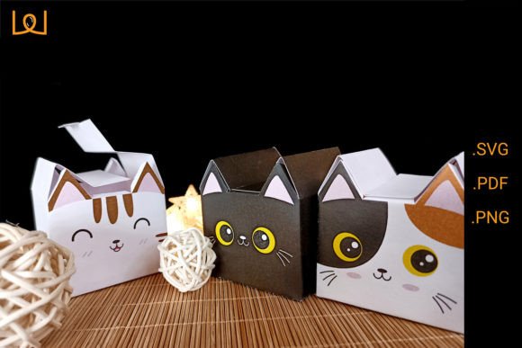 Cute Cat Ear Gift Box SVG Dieline Design
