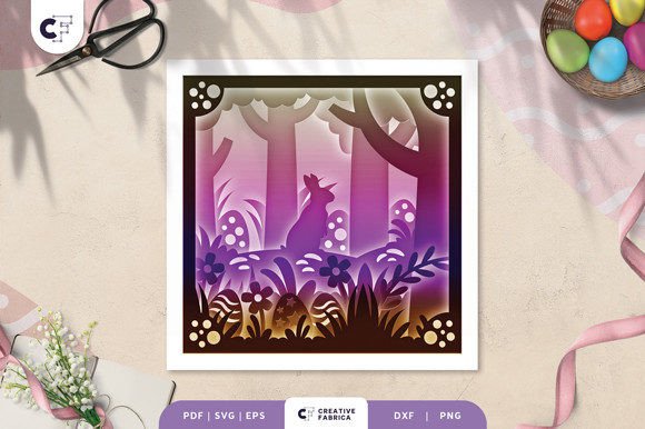 Easter Bunny in the Forest 3D Shadow Box