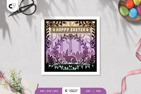 Floral Easter Bunny 3D Shadow Box