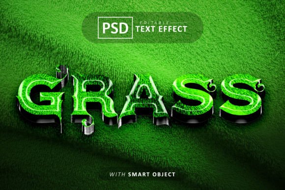 Grass Text - Editable 3D Font Effect and Text Effect PSD 100