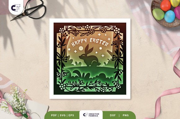 Happy Easter 3D Shadow Box Paper Cut
