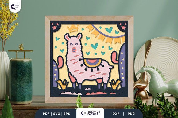 Llama 3D Shadow Box Paper Cut SVG