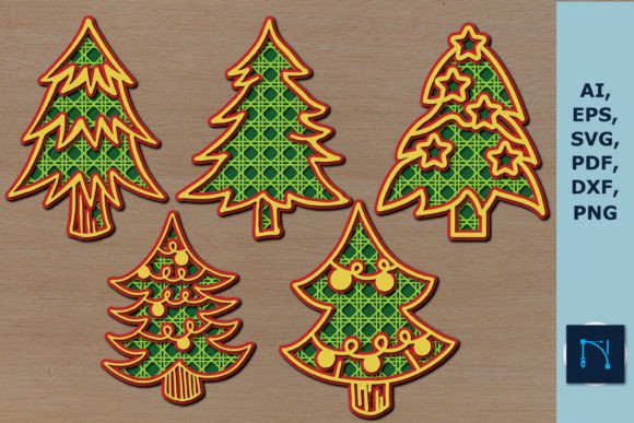 Multi Layer 3D Christmas Tree SVG Bundle for Creative Projects