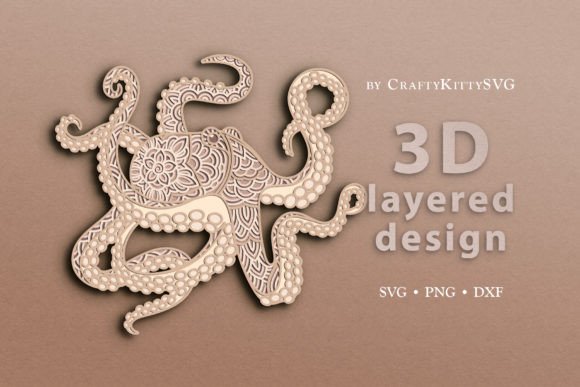 Octopus Tentacles 3D Layered SVG File: A Digital Craft Resource for Creative Projects