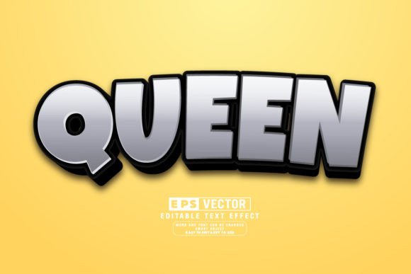 Queen 3d Editable Text Effect Vector for Adobe Illustrator