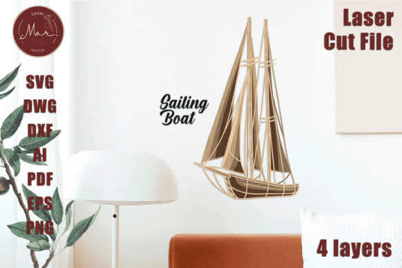 Sailing Boat - 3D Multilayer SVG Laser Cut
