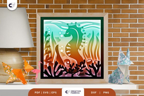 Seahorse Underwater 3D Shadow Box