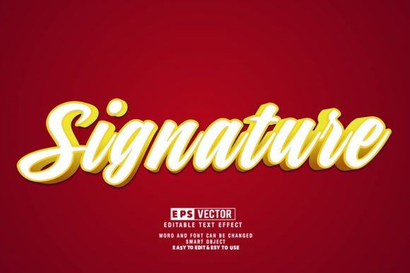 Signature 3d Editable Text Effect Vector