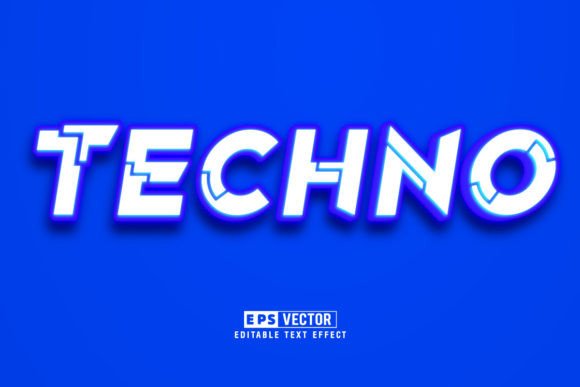 Techno 3D Editable Text Effect Vector