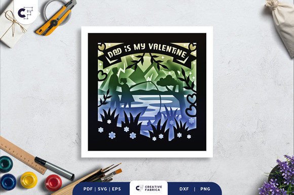 Valentine’s Dad 3D Shadow Box Paper Cut